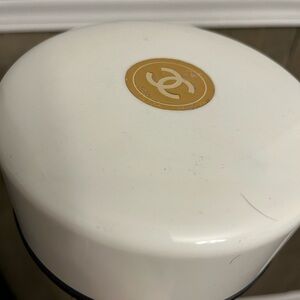 CHANEL Cream Bath Powder Tin with Black Trim